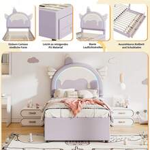 Kids Bed Frames, Headboards & Footboards - Purple + PU - View 5