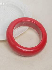 1 件复古红色树脂手链，简约时尚几何扎染红色手镯，适合女士 - 紅色 - 查看 8