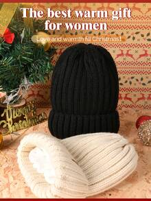Women Winter Beanie Hat Satin Lined Faux Fur Pom Pom Beanies Hat For Women Winter Warm Knit Hats - A - View 16