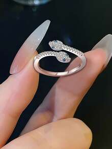 خاتم أفعى قابل للتعديل من الفضة الإسترليني عيار 925، أنيق وبسيط وشامل، مناسب للحفلات والمناسبات والسفر