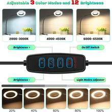 10X Loupe Grossissante Avec Lumière, Lampe De Bureau À Pince, Loupe Illuminée Réglable, Support À Pince, Lumière LED Portable, 3 Modes De Couleur, Col De Cygne 360°, Alimentée Par USB, Convient Pour La Lecture, L'artisanat, Le Travail, Le Salon, La Chambre, Le Bureau - Avec des lentilles - Voir 5