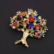 1 pieza Broche de árbol de Navidad con brillantes de rhinestone, una elección perfecta para agregar un ambiente festivo a cualquier atuendo. Esencial para combinar con bolsos y ropa. Color de rhinestone aleatorio y colorido - Multicolor - Ver 6