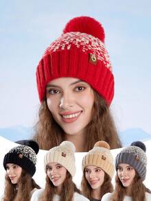 1 件女士保暖针织帽，带保暖内衬，适合秋冬季日常穿着