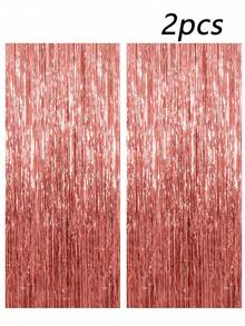 2 件/包铝箔窗帘背景银色金属丝箔流苏窗帘照片展位道具适用于生日婚礼订婚派对单身派对圣诞节节日庆祝派对装饰