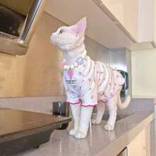 ملابس علوية قابل للتنفس وقابل للتمدد عالمي للكلاب والقطط، ملابس علوية زهري جميل للقطط الخالية من الشعر والحيوانات الأليفة، ملابس حيوانات أليفة ناعمة وقابلة للتمدد