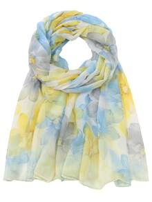 1pc Floral Print Casual Polyester Chiffon Scarf, Suitable For Spring, Summer, Autumn And Winter For Dress
