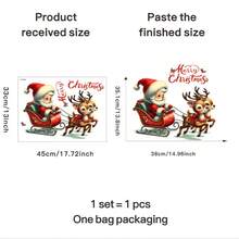 Adorable pegatina de pared de Papá Noel y renos - Calcomanía de PVC extraíble para sala de estar, comedor, entrada, dormitorio - Decoración navideña clásica con "Feliz Navidad" y adornos navideños, decoraciones navideñas, pegatina de ventana navideña extraíble, colgante de ventana navideño, decorativo/adhesivo/pegatina de pared para pared/dormitorio, decoración de pared para el hogar, tatuaje de pared autoadhesivo grande