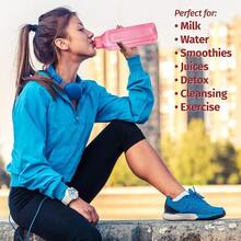 MILTON Travel Water Bottle 1Pcs Reusable Sports Bottle With Easy Open Close Lid And Leakproof Neck  Plastic Water Bottles For Adults And School Gym - Black - View 3