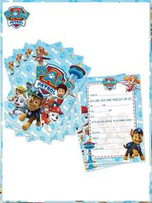 Paw Patrol 12/24 张汪汪队主题派对生日邀请卡。粉色和蓝色汪汪队生日、节日、派对邀请卡、贺卡邀请函 - 彩色 - 查看 11