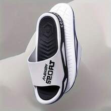 Fashion Men's Sports Slippers - Athletic Sandals With Non-Slip Soles -  Men's Letter Design Slippers - Ideal Choice For Spring/Summer Beaches - 黑與白 - 查看 5