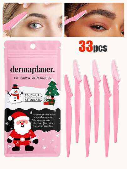 12pcs Christmas Zhuti Eyebrow Trimmer, New Eyebrow Trimmer,Eyebrow Trimmer Set, Eyebrow Trimmer, Long Handled Eyebrow Trimmer, Beauty Tool, Used For Eyebrow Trimming, Razor, Precision Exfoliating Tool Eyebrow Trimmer
