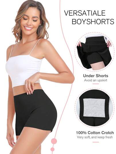 Women's Cotton Padded Boxer Briefs, Everyday Comfort Seamless Safety Pants, Safety Underwear