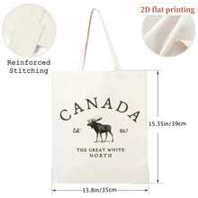 "Bonjour Paris" Eiffel Tower Canvas Tote Bag - Large Capacity, Durable Polyester Shoulder Bag With Stylish Parisian Theme, Perfect For Shopping & Everyday Use, Ideal Gift, Reusable Grocery Bag (15.7"*13.7"), Reusable Shopping Bags - 白色 - 查看 4