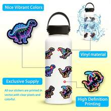 56Pcs Neon Dinosaur Stickers, Fashion Gradient Various Dinosaur Animal Graffiti Stickers, Waterproof Decals For Phone Case Water Bottle Travel Suitcase, Teens And Adult Back To School. - 彩色 - 查看 6