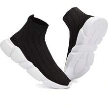 Women's Slip-On Tennis Walking Sneakers, Lightweight Breathable Comfort Gym And Work, Stylish Trainers, 2025 - 056黑色 - 查看 8
