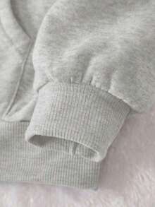 2025 HoodiesWomen's Slogan Print Thermal Lined Casual Loose Fit Hoodie Sweatshirt, Autumn/WinterLoose And Comfortablewinter Clothes For Women - 淺灰色 3 - 查看 3