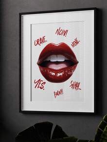 1pc Unframed, Crimson Lips Glam Poster Red Fashion Illustration High-Quality Print, Classic Art Deco Style, Ready To Hang For Living Room, Bedroom, Holiday Parties & Indoor Decor, Movie Wall Art, Bedroom Artwork, Sophisticated Aesthetic, Textured Finish