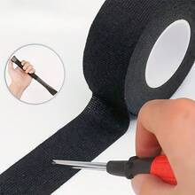 1 Roll Heat Resistant Self-Adhesive Hook And Loop Fastener Straps, For Automotive Wiring Harness Organization And Protection - No Power Required, Black Adhesive With White Backing, For Cable Management