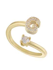 This Is A Stylish And Simple Asymmetrical Copper A-Z Ring With An Adjustable Opening And 26 English Initials For Women. It Is Suitable For Daily Wear And Casual Entertainment. It Is A Gift For Friends And Couples At Festivals And Gatherings!