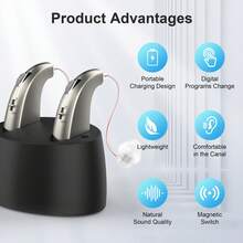 【一副助听器+充电盒】这款助听器具备降噪功能，经久耐用，可反复充电。搭配充电盒，续航持久，便携易用，适合作为礼物赠送，也适合居家、外出或运动时使用。 - 彩色 - 查看 2