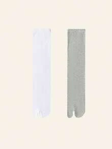 1/2/3 双女式中筒纯色黑/白/灰两趾分趾袜 - 彩色 - 查看 7