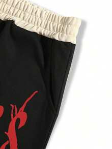 Pantalones casuales para hombre con estampado de letras cruzadas, estilo americano vintage - Rojo - Ver 5