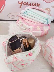 Cute Quilted Makeup Bag Cosmetic Bag Aesthetic Travel Toiletry Bags Sanitary Napkin Storage Bag, Portable Makeup Bag, Feminine Menstrual Pad Tampon Organizer, First Period Kit Bags Cute Pouch Kawaii Aesthetic For Women Makeup Bag Cosmetic Bag For Women Large Capacity Makeup Bags Makeup Brushes Storage Bag Travel Toiletry Bag Organizer Sanitary Napkin Storage Bag, Menstrual Cup Pouch Nursing Pad Holder Tampon Bags Feminine Product Pouches Portable Period Kit Bag For Girls Travel Essentials Cruise Essentials Dorm Essentials, Wedding Bridesmaid Gifts, Mom Gifts, Birthday Gifts, Gifts For Friends And Teachers, Home Decor, Bathroom Livingroom Bedroom Decor, Bathroom Organizer, Jewelry Organizer, Lip Oil Organizer, Nail Polish Organizer , Bow - Multicolor - View 10