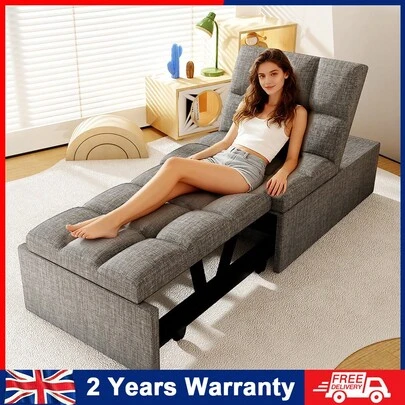 OYAJIA 4 In 1 Multifunction Folding Sofa Bed, Convertible Sleeper Chair Pull Out Lounge With Adjustable Backrest, Fabric Single Sofa Bed Chair, Foldable Pull Out Bed For Living Room