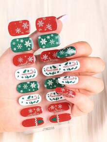Tiras de unhas de gel semi curadas, adesivos retrô de Natal com padrões clássicos como flocos de neve e renas, funcionam com qualquer lâmpada de unha, adesivos de decoração de unhas com qualidade de salão, adesivos de decoração de unhas faça você mesmo para mulheres e meninas, salão de arte de unhas - Multicolorido - Ver 6