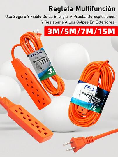 3M/5M/7M/15M Extension Cable Extension Para Uso Rudo Hogar Naranja