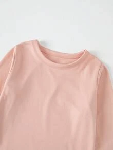 6pcs/Set Girls Thermal Lined Long Sleeve Top And Pants Pajama Set, Solid Color Children Underwear, Autumn/Winter - Multicolor - View 3