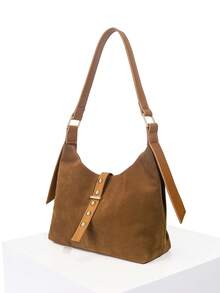 1 pieza Bolso de hombro de mujer de estilo retro de moda, bolso de hombro para ir al trabajo, diseño de hebilla y remache con correa para la cintura, bolso de hombro simple adecuado para reuniones diarias, ir al trabajo, citas, opción de regalo ideal