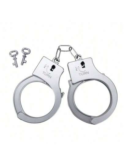 1 Set Vintage Silver Handcuffs & Plastic Handcuffs - Ideal For Halloween And Party Costumes, Fun And No Power Required