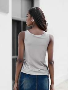 Women's Sleeveless Sparkle Shimmer Camisole Vest Glitter Sequin Metallic Tank Tops Summer Rave Club Party Vest - Bạc - Xem 5