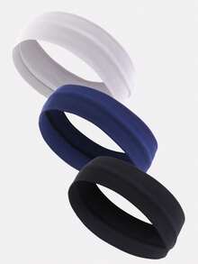 3pcs Stretchy Wide Headband Head Wrap Turban Hair Bands - Black/Gray/Navy - View 3