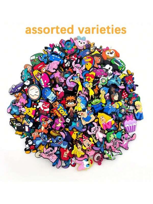 55pcs Disney Shoe Accessories, Cute Mickey Mouse, Buzz Lightyear, Stitch Shoe Charms, DIY Shoe Pendant Decorations, Perfect For Decorating Hair Accessories, Phones, Bags, Shoes, Backpacks, Suitable As Birthday Gifts, Party Favors, Christmas Gifts