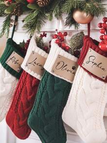 Personalized Christmas Stockings, Personalized Pet Paw Stockings, Leather Patch Knitted Family Christmas Stockings, Dog Paw Stockings, Cat Stocking,Christmas Gift, Holiday Decors