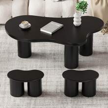 Irregular Bench, 2 Small Stools, 16*42*24.5 Cm, Black Irregular Coffee Table Bench - Black - View 12
