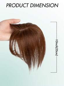 Human Hair Topper With Bangs Dark Brown New Upgrade Hair Toppers For WomenCovers Gray &Adds Volume Lightweight Seamless Hair Topper Silk Base Clips In Topper - S4 - View 7