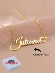 1 Collar con nombre hueco personalizado, collar con nombre hueco de acero inoxidable dorado personalizado, regalo de joyería de boda, San Valentín, Navidad, decoración multifuncional, tallado exquisito, elegante y lindo, moda para bebés, limpio y colorido, personalización moderna linda y linda, tesoro único, regálale su regalo de Navidad