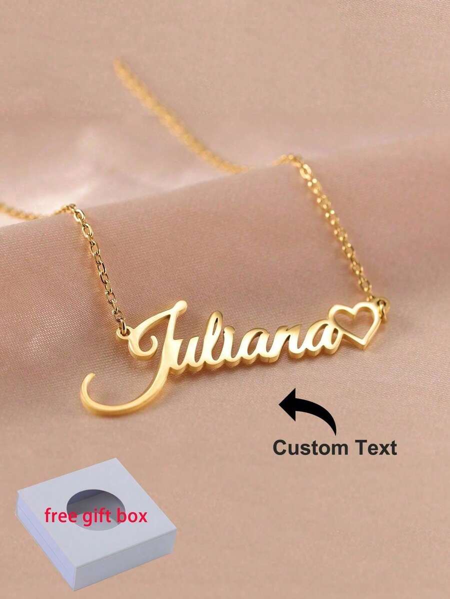 1 Collar con nombre hueco personalizado, collar con nombre hueco de acero inoxidable dorado personalizado, regalo de joyería de boda, San Valentín, Navidad, decoración multifuncional, tallado exquisito, elegante y lindo, moda para bebés, limpio y colorido, personalización moderna linda y linda, tesoro único, regálale su regalo de Navidad