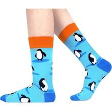 Men's Funny Novelty Crazy Pattern Dress Socks For Gifts - Black/Blue/Green/Multicolor Animal-10m - View 2