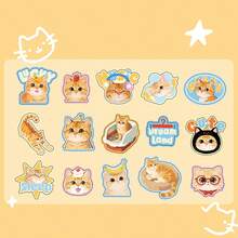 30 件猫主题贴纸包，自粘，可爱宠物设计，适合剪贴簿和日记 - 彩色 - 查看 14