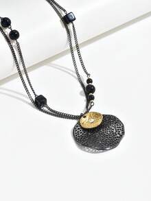 1pc Fashionable Casual Geometric Circle Beaded Long Necklace For Women, Suitable For Gift, Mother, Best Friend, Daily Wear