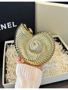 #金贝壳包#爆红！金属质感晚宴包惊艳小众时尚 - 金色 - 查看 4