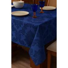 Durable And Elegant Rectangular Jacquard Fabric Tablecloth 4/6/8 Seats Luxury Promotion - Xanh đậm - Xem 1