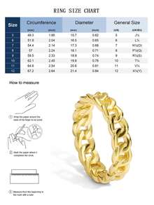Charm-In 1 件时尚简约 18K 镀金黄铜几何锆石戒指，情人节、母亲节礼物 - 金色 - 查看 3