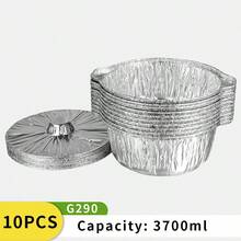 5/10pcs Set Thick Aluminum Foil Pot With Lid, Lightweight Cookware For Holiday Cooking, Compact Design, Durable, Suitable For Home Bakers And Outdoor Enthusiasts