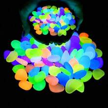 50/500pcs Luminous Garden Pebbles Stones, Colorful Glow Stones, For Garden Lawn Courtyard, Home Outdoor Walkway Corridor And Aquarium Decoration, Luminous Stones Perfect For Fish Tank, Path, Flower Bed, Potted Plant, Driveway DIY Design, Home Decor (Color Style Random)