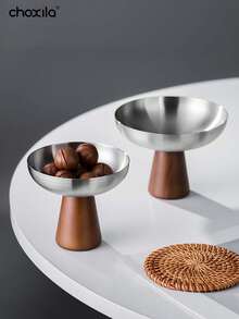 choxila 1个甜点杯，高脚小吃沙拉布丁杯，甜点碗，木底托盘，冰淇淋碗，不锈钢盘，烛台，适用于家庭、餐厅、庭院、聚会/派对/露营/礼品，斋月期间可用 - Cup - 查看 3